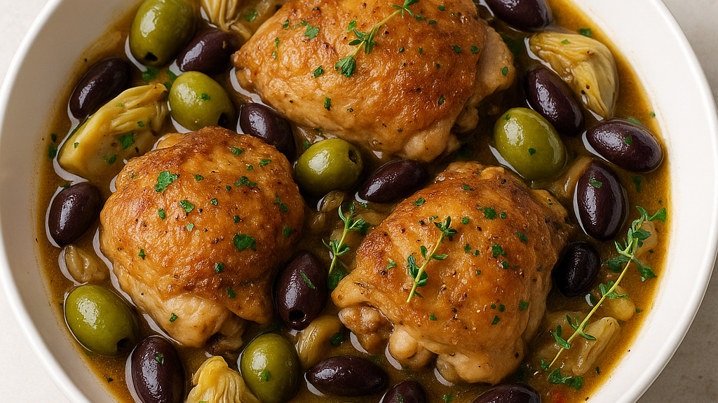 Provençal Chicken with Olives & Artichokes