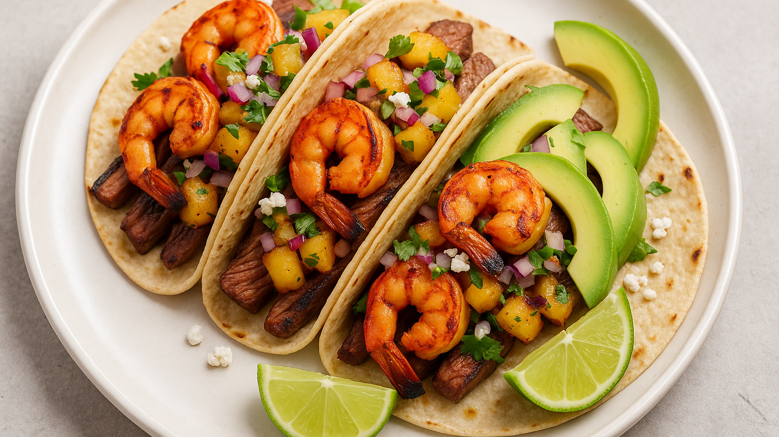 Exotic Mexican Surf & Turf Al Pastor with Grilled Pineapple Salsa