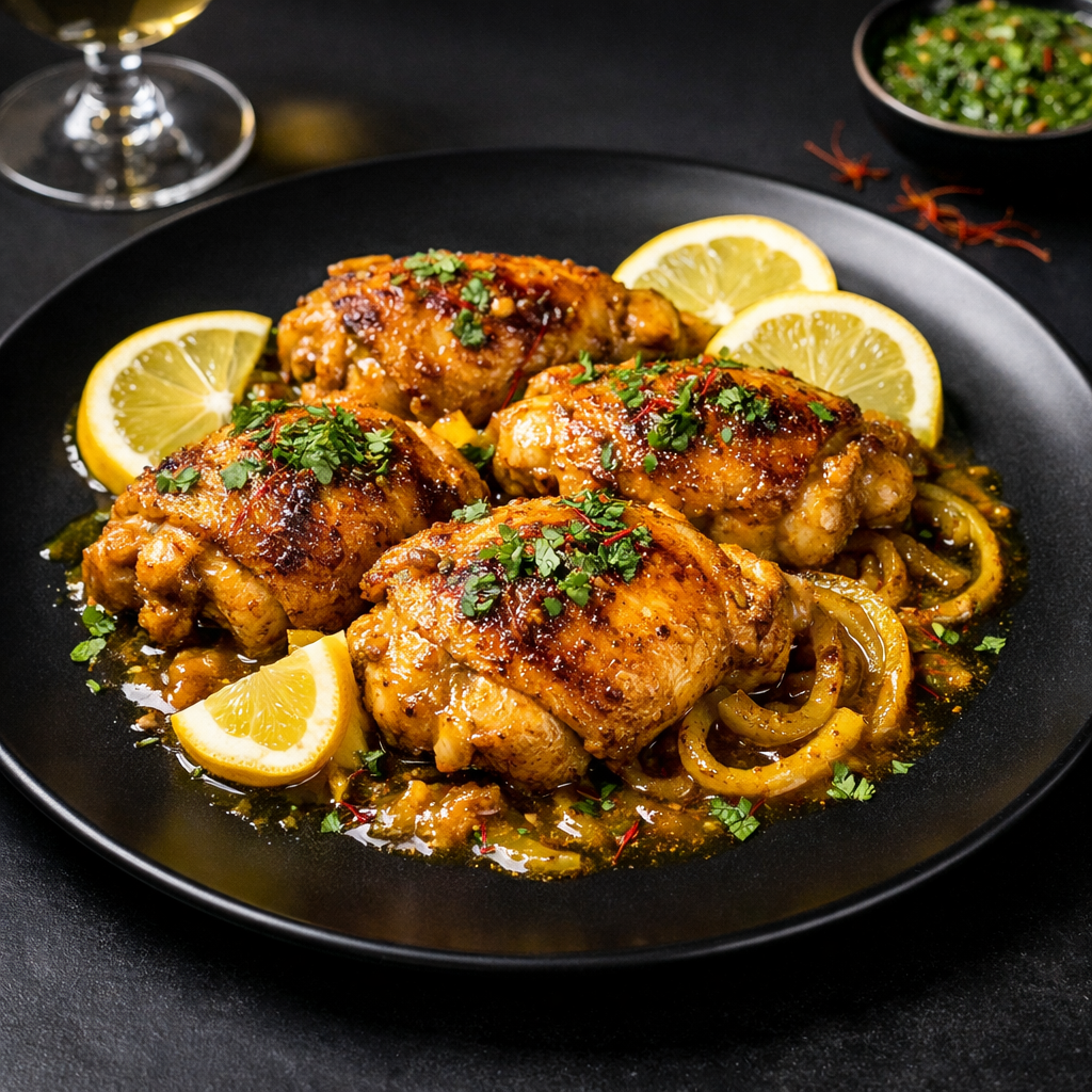 Skillet Yemeni Lemon‑Saffron Chicken