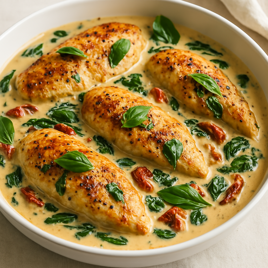 Creamy Tuscan Chicken with Spinach and Sun-Dried Tomatoes