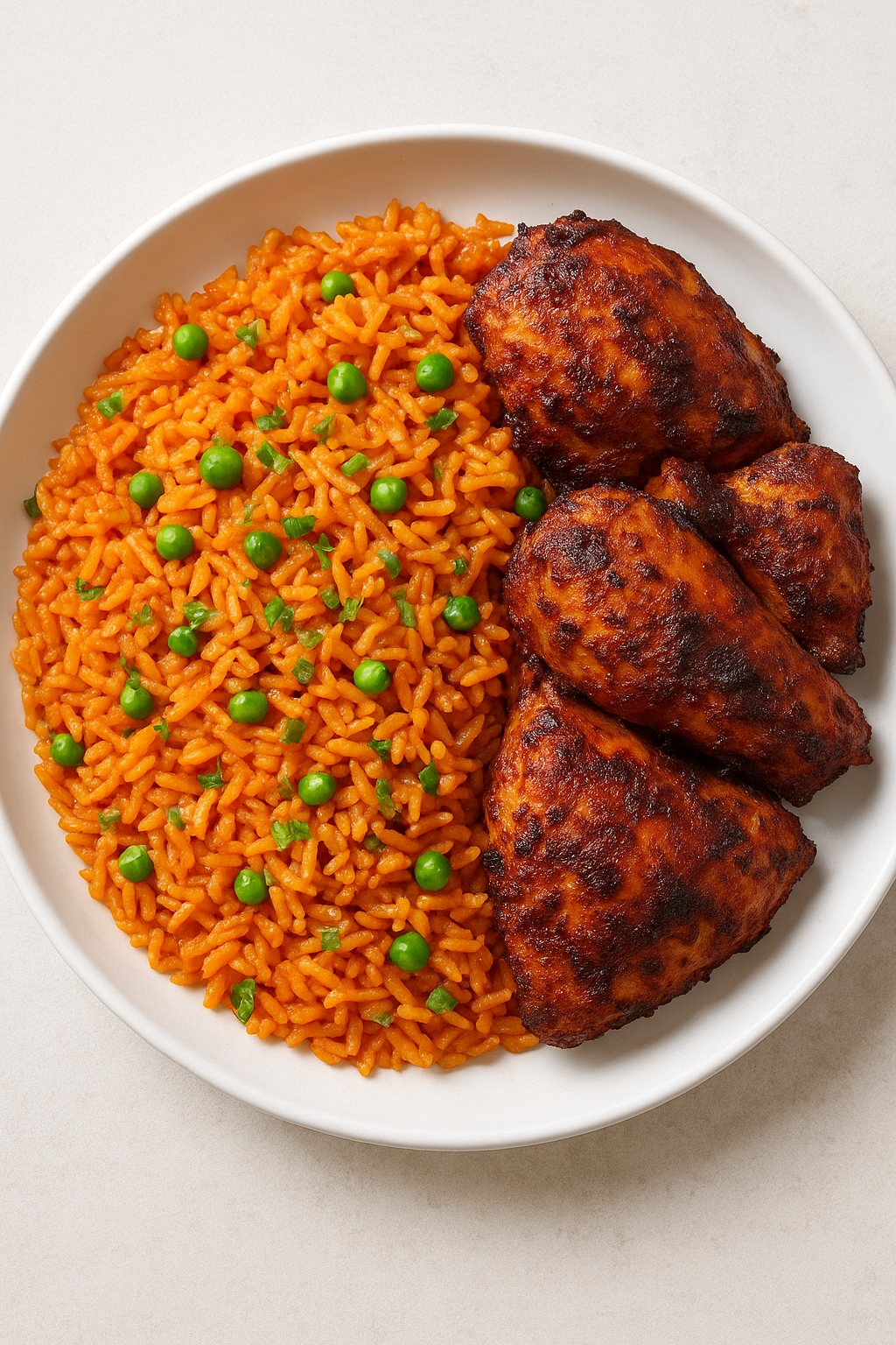 Nigerian Jollof Rice with Spicy Grilled Chicken