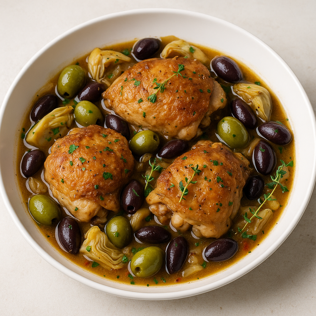 Provençal Chicken with Olives & Artichokes