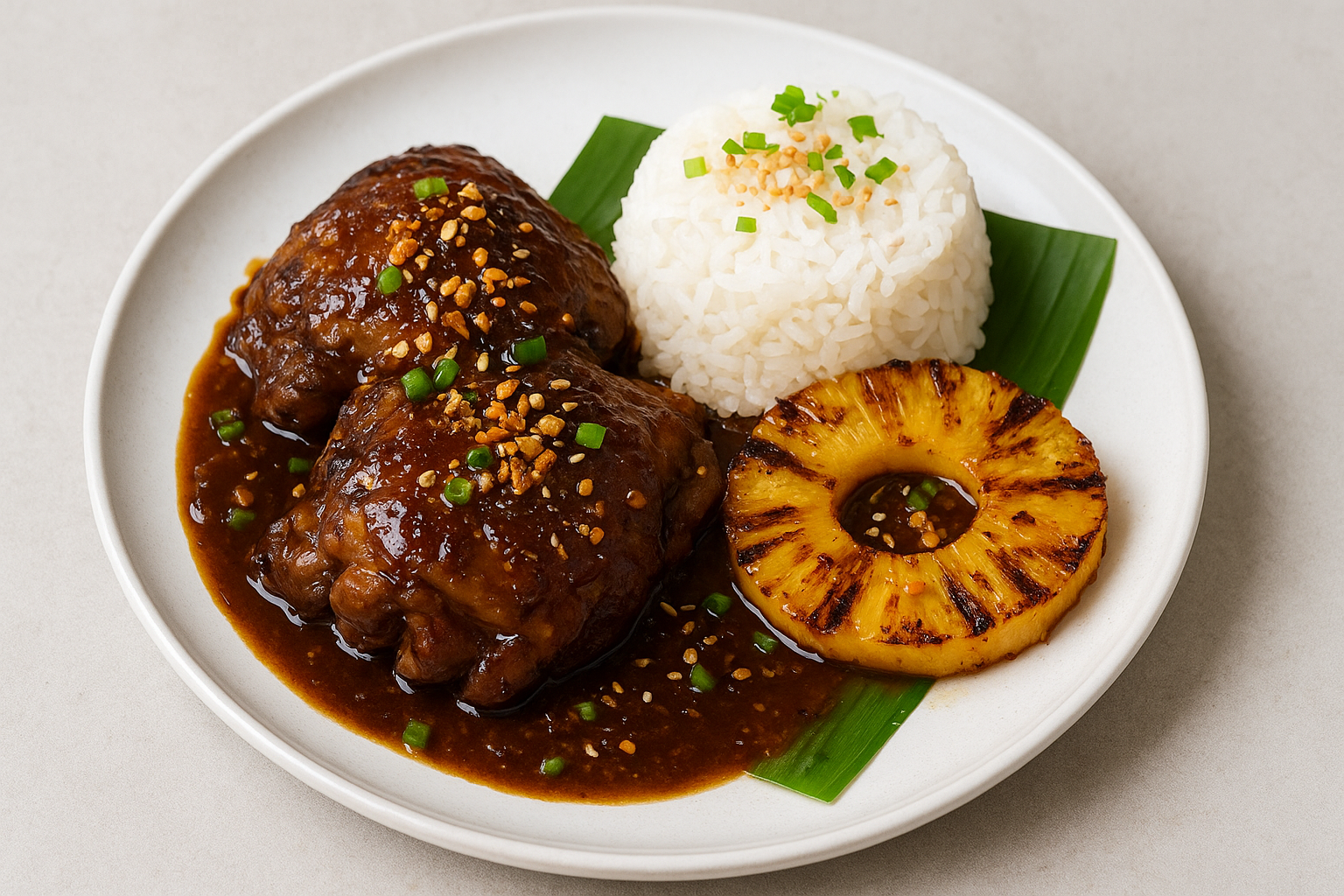 Lemongrass Coconut Adobo Royale with Charred Pineapple & Crispy Garlic Latik