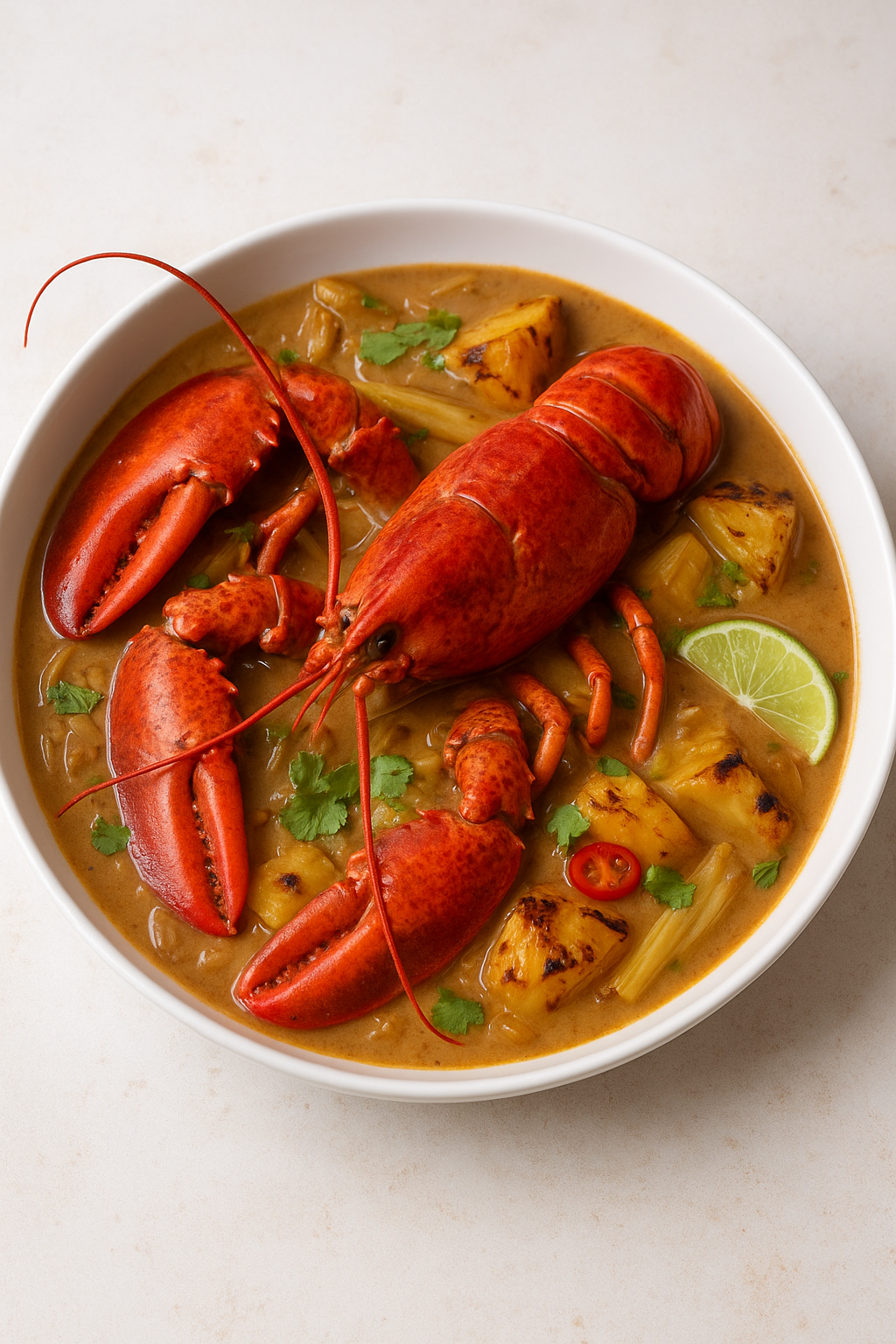 Coconut-Lime Lobster & Pineapple Adobo Stew