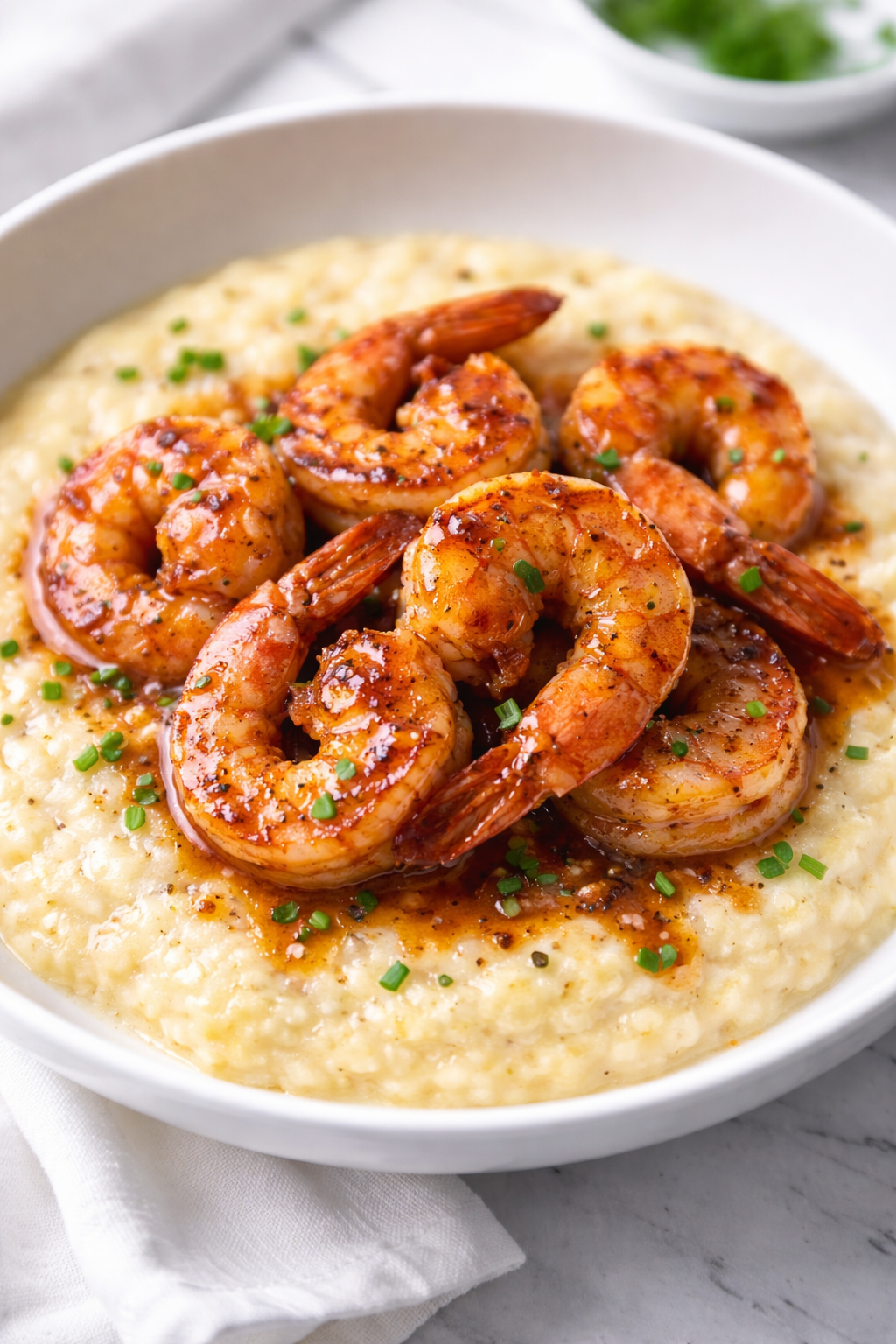 Cajun Maple–Glazed Shrimp & Grits