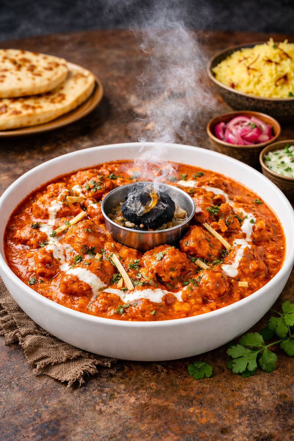 Kashmiri Dum-Style Butter Chicken with Saffron Smoke