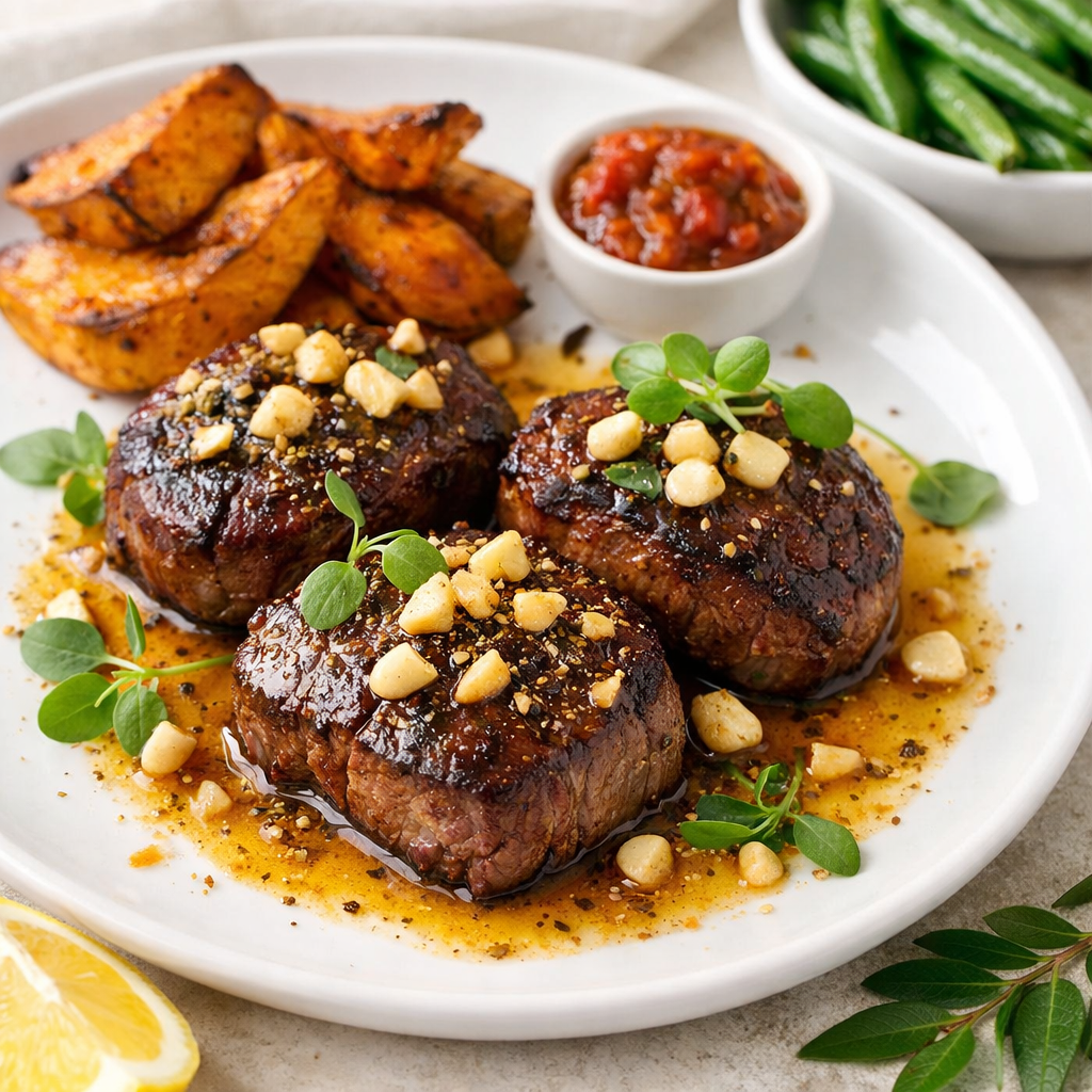 Tasmanian Pepper Kangaroo Medallions with Lemon Myrtle Butter