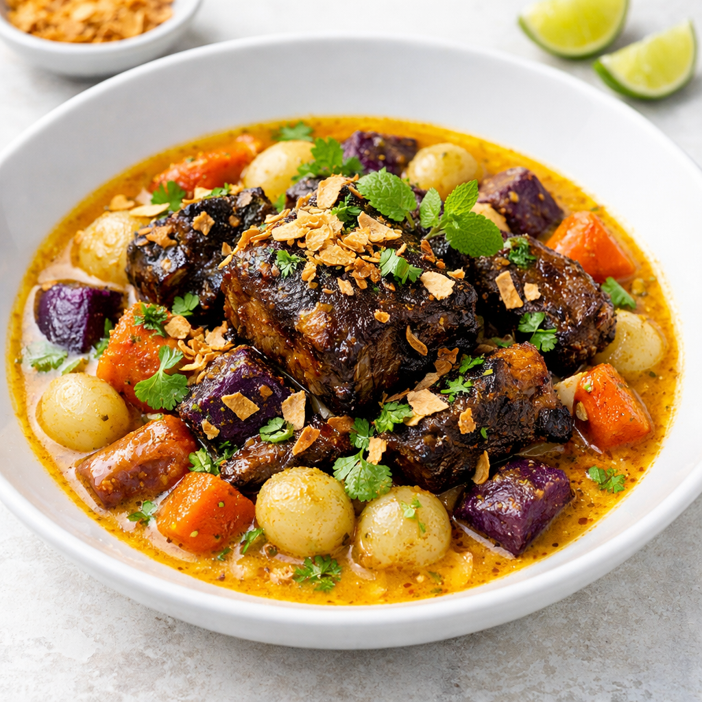 Black Garlic Yak-Inspired Stew with