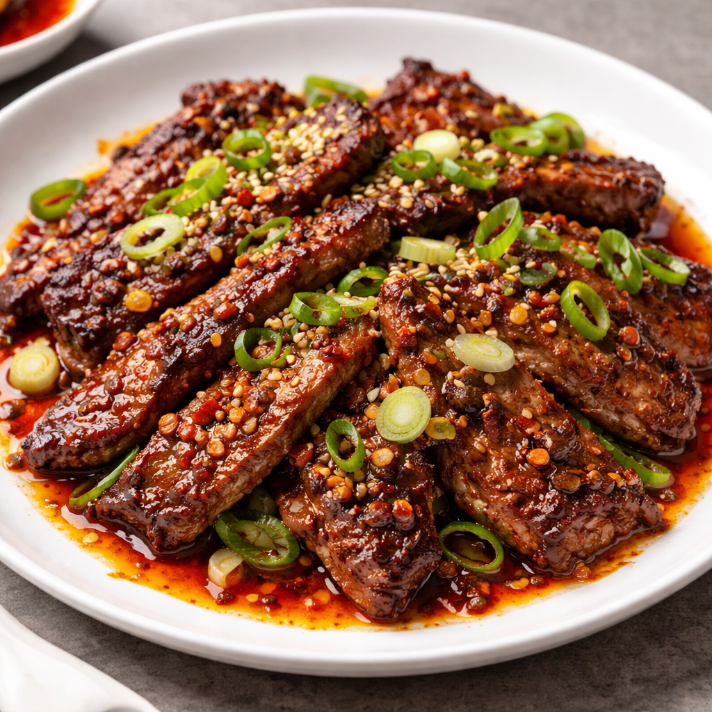 Sichuan-Style Mala Grilled Beef with Scallions