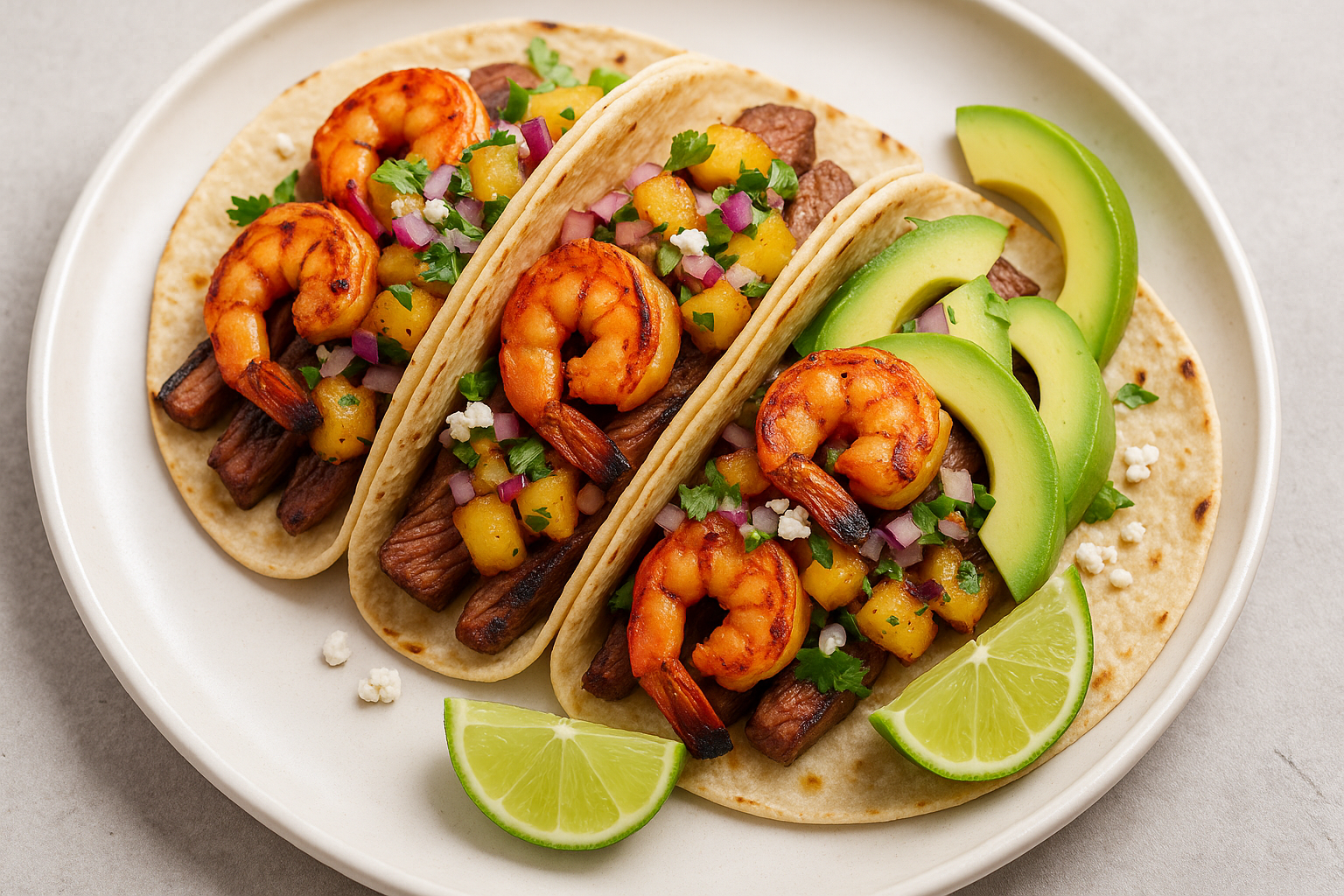 Exotic Mexican Surf & Turf Al Pastor with Grilled Pineapple Salsa