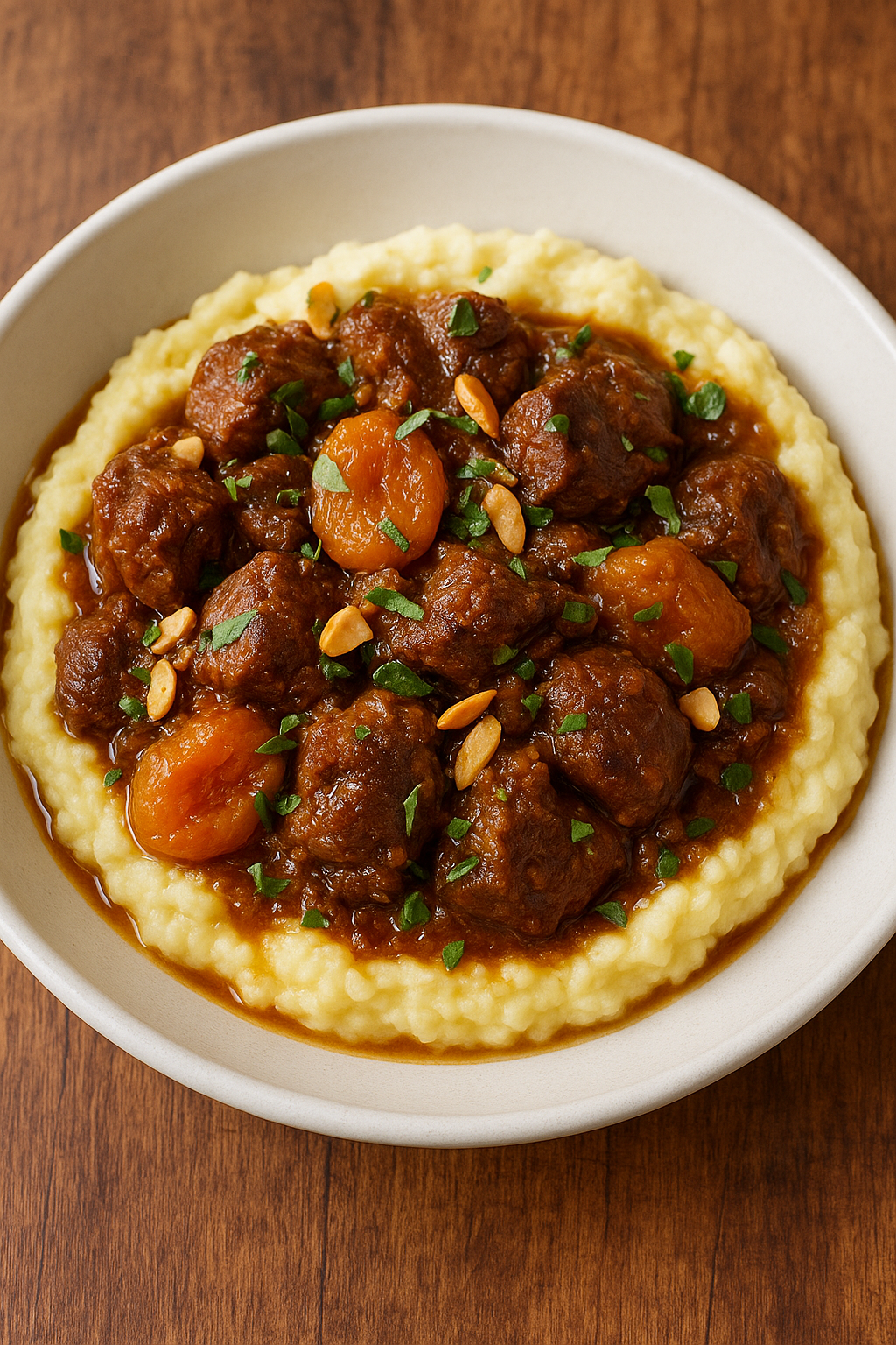 Exotic British-Spiced Skillet Lamb with Apricots & Sage