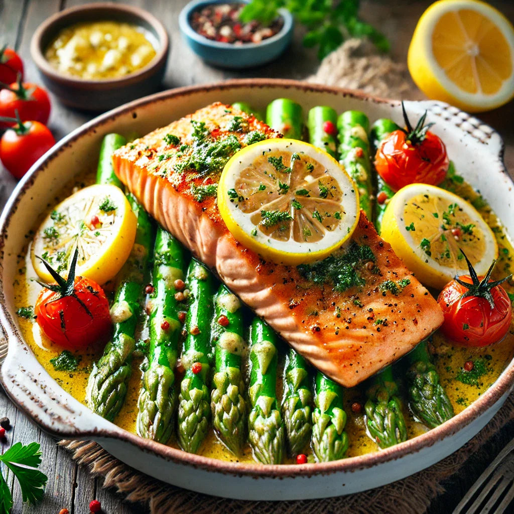 Lemon Herb Butter Salmon with Asparagus